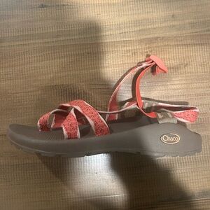 Chaco adjustable strap sandals brown and pink water sandals